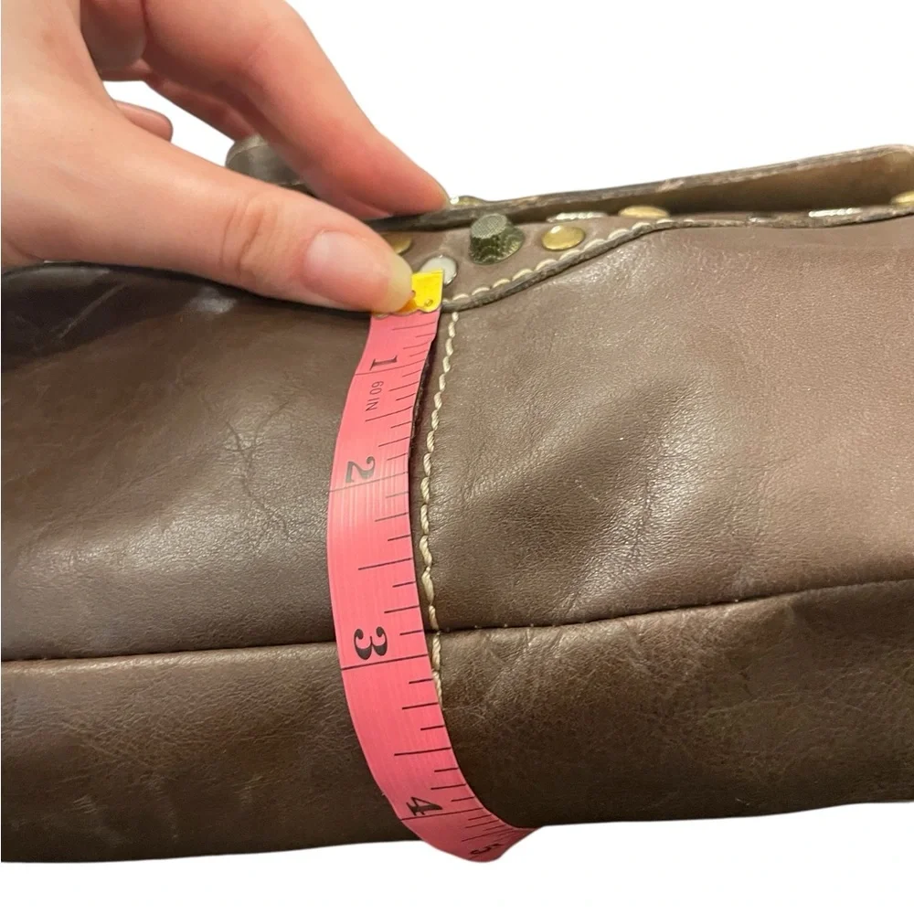 Patricia Nash‎ Brown Leather Purse Hobo Boho Metal Studs Double Handle Casual